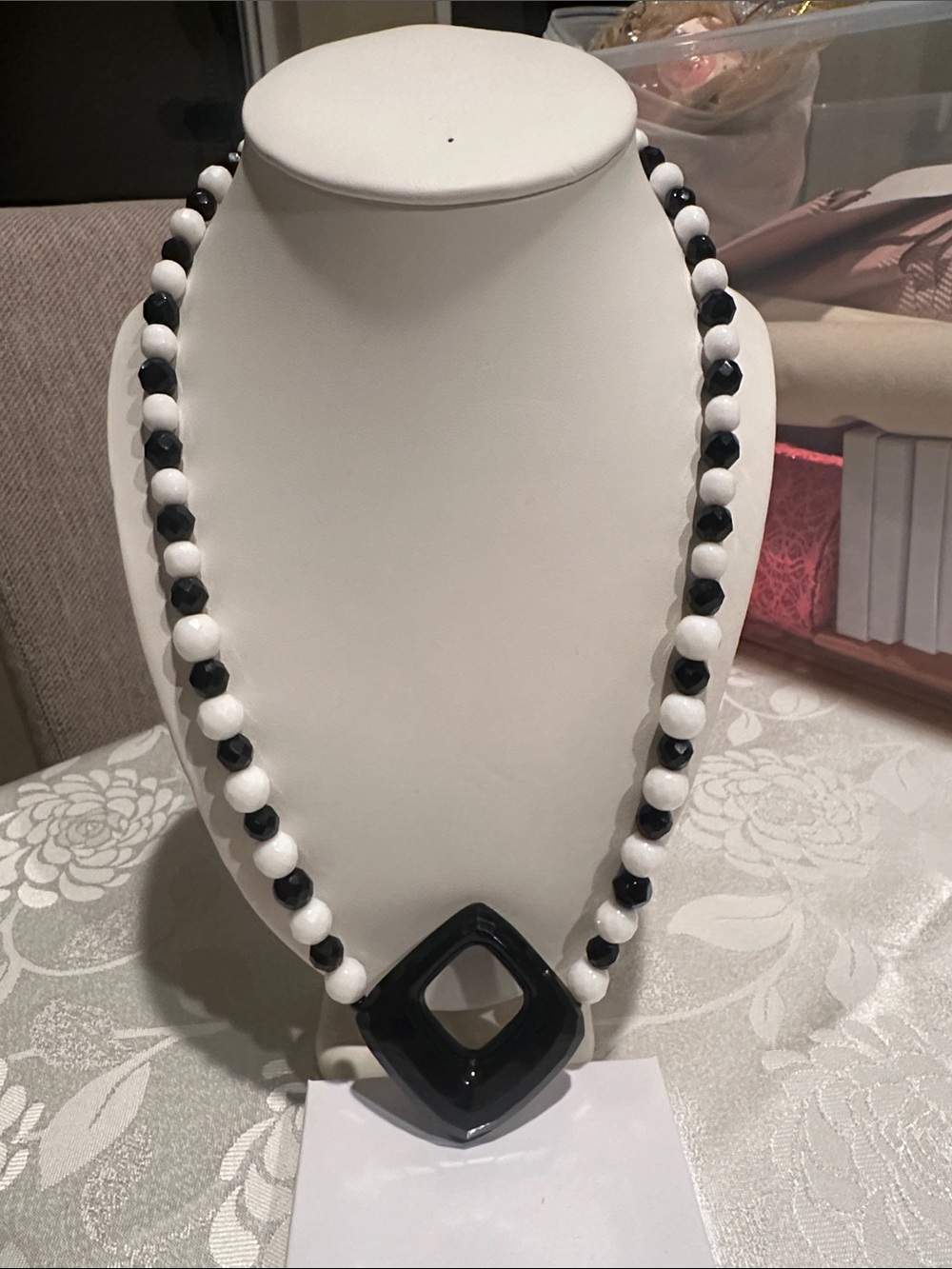 1980s retro black-and-white glass necklaces